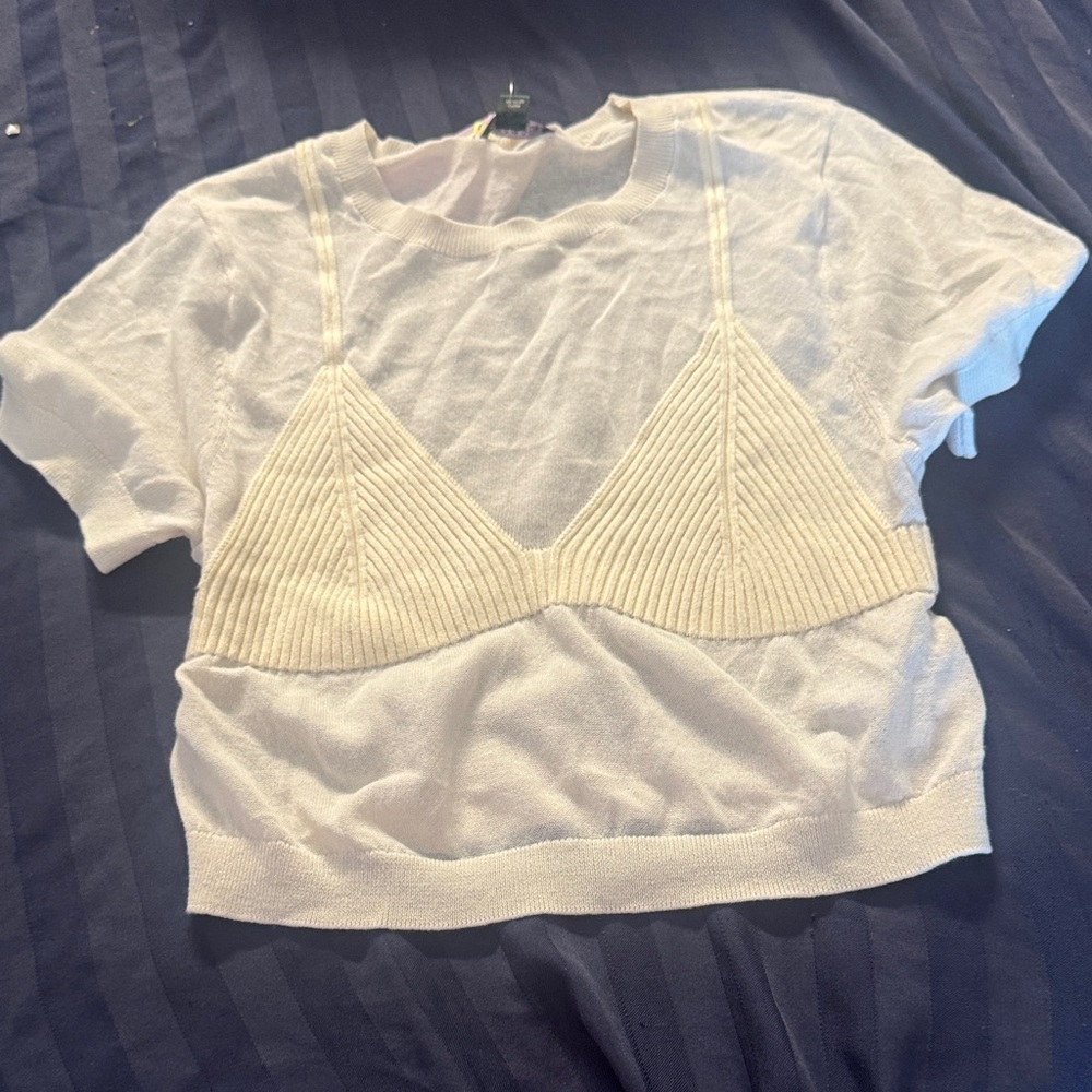White Knit Women's Top
